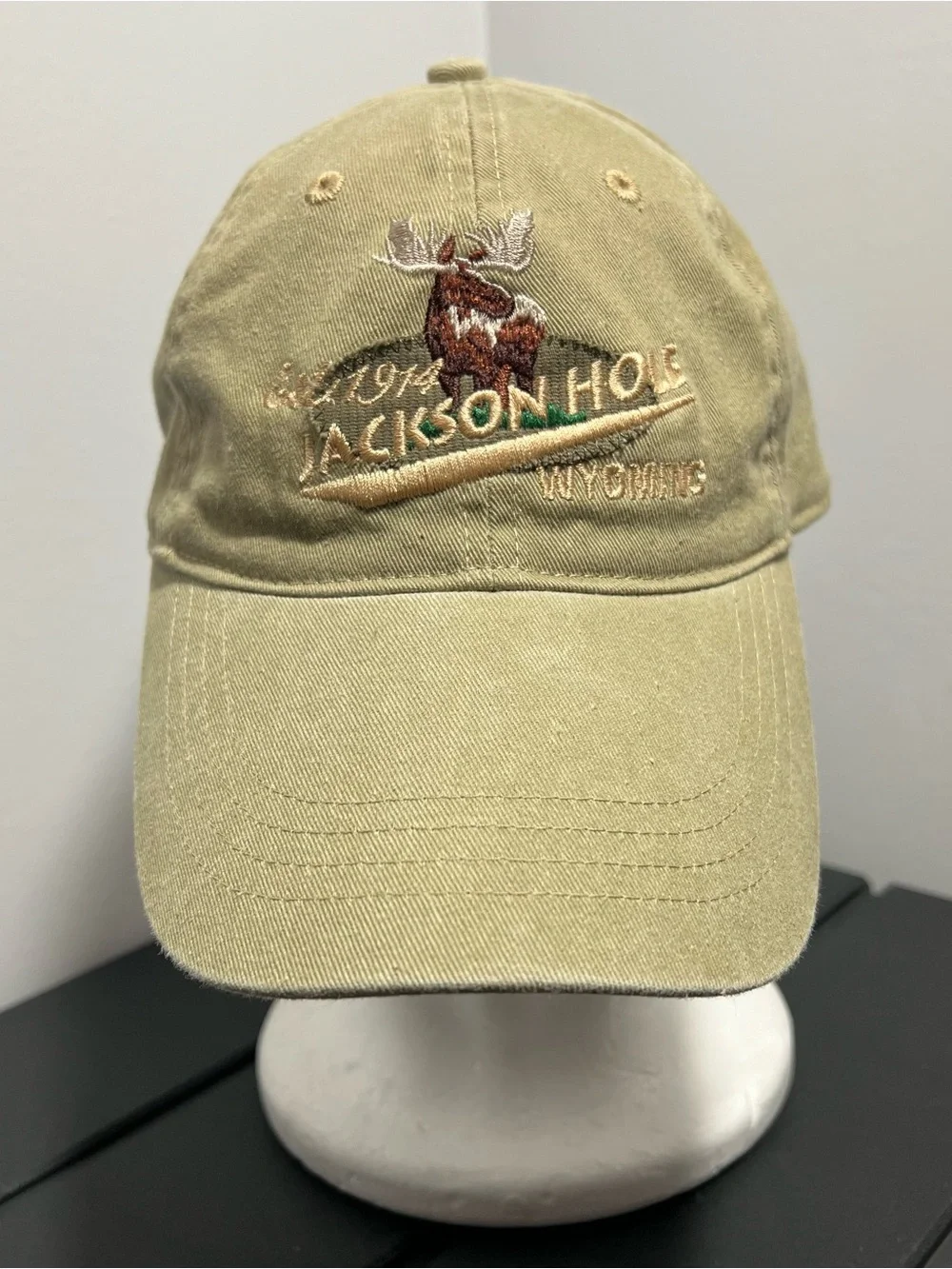 Vintage Ouray Jackson Hole Wyoming Moose Beige Hat Adult OSFA